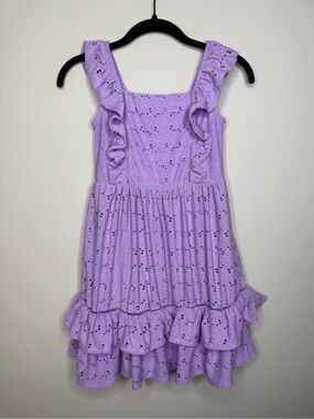 btween Lilac Eyelet Ruffle Dress for Girls